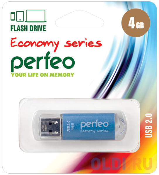Флешка 4Gb Perfeo E01 USB 2.0 голубой PF-E01N004ES - фото 1