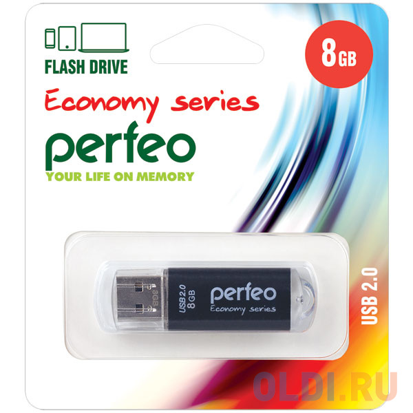 Perfeo USB Drive 8GB E01 Black PF-E01B008ES от OLDI