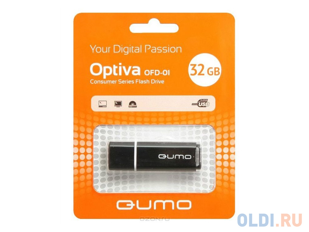 Флешка 32Gb QUMO QM32GUD-OP1 USB 2.0 черный