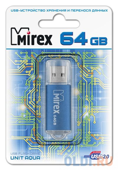 Флеш накопитель 64GB Mirex Unit, USB 2.0, Синий от OLDI
