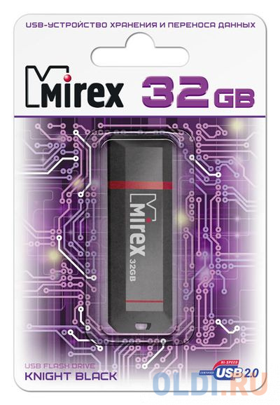 Флеш накопитель 32GB Mirex Knight, USB 2.0, Черный от OLDI