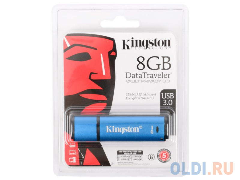 

Флешка USB 8Gb Kingston DataTraveler Vault Privacy DTVP30/8GB синий