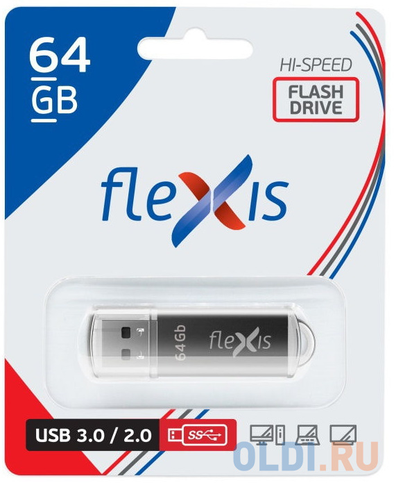 Флешка 64Gb Flexis RB-108 USB 3.0 черный фото