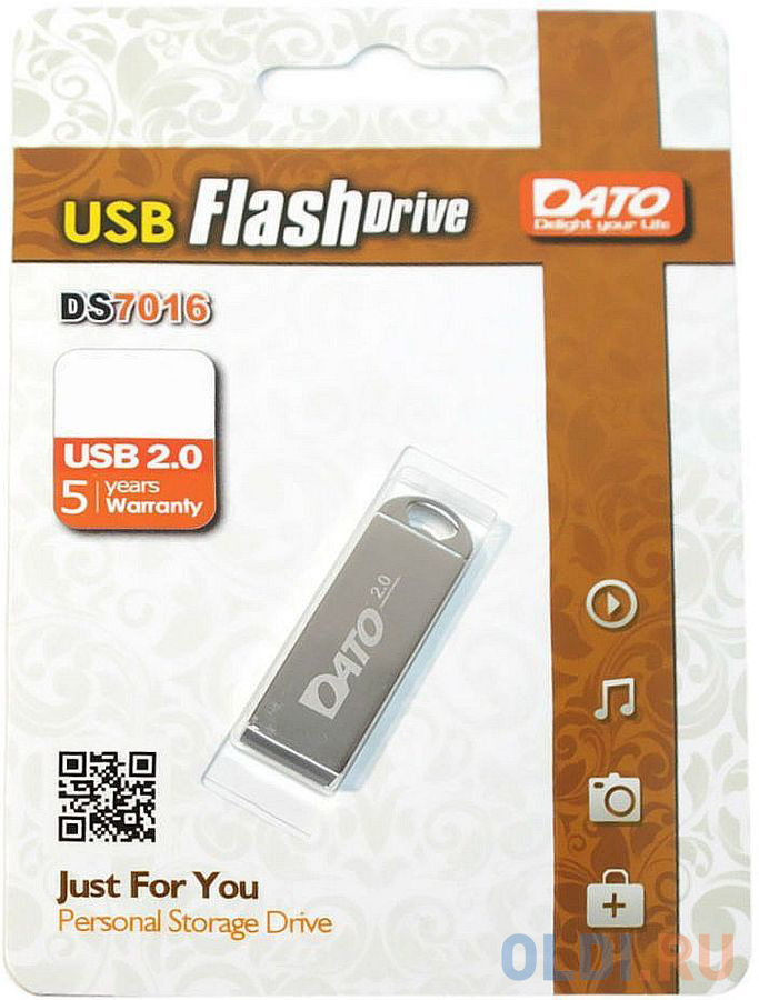 Флешка 32Gb Dato DS7016-32G USB 2.0 серебристый