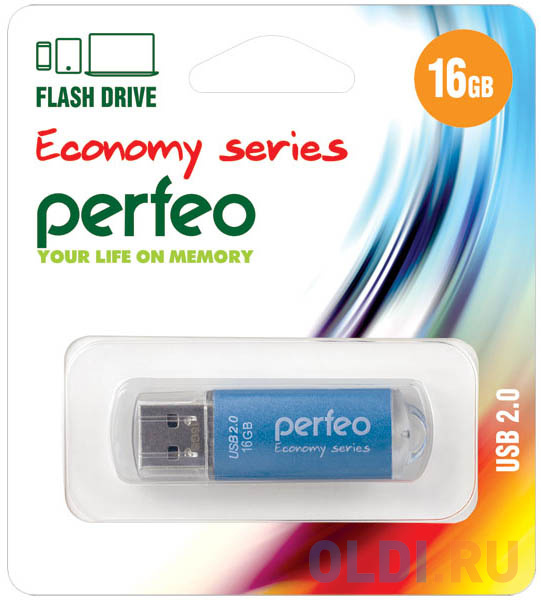 Флешка 16Gb Perfeo E01 USB 2.0 голубой PF-E01N016ES от OLDI