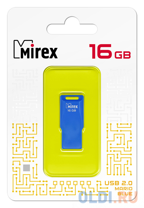 Флеш накопитель 16GB Mirex Mario, USB 2.0, Голубой флеш накопитель 16gb mirex mario usb 2 0