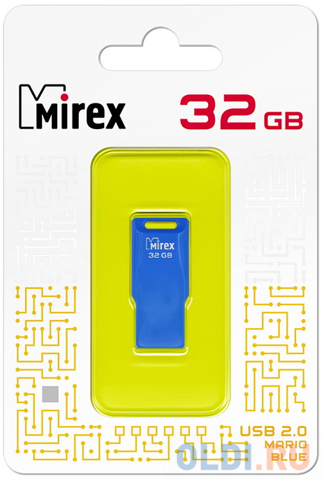 

Флеш накопитель 32GB Mirex Mario, USB 2.0, Голубой