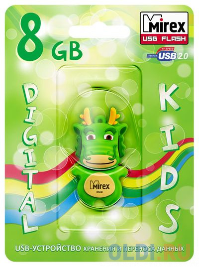 

Флеш накопитель 8GB Mirex Dragon, USB 2.0, Зеленый