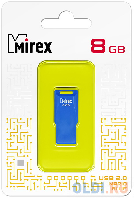 Флеш накопитель 8GB Mirex Mario, USB 2.0, Голубой