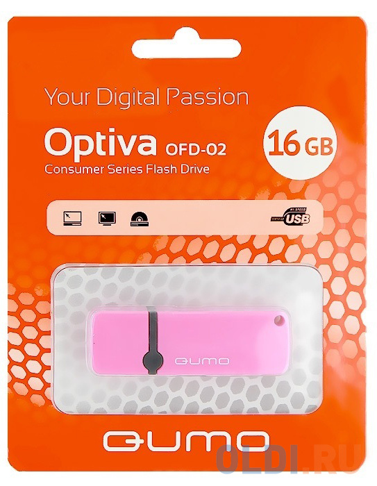 Флешка 16Gb QUMO Optiva 02 USB 2.0 розовый - фото 1