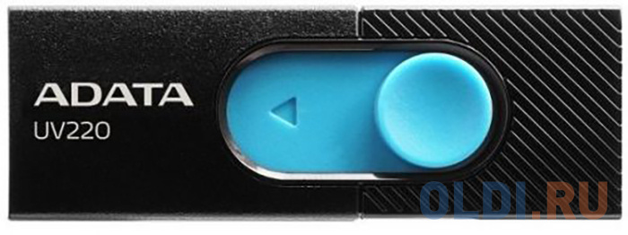 Флеш накопитель 16GB A-DATA UV220, USB 2.0, черный/голубой AUV220-16G-RBKBL - фото 1