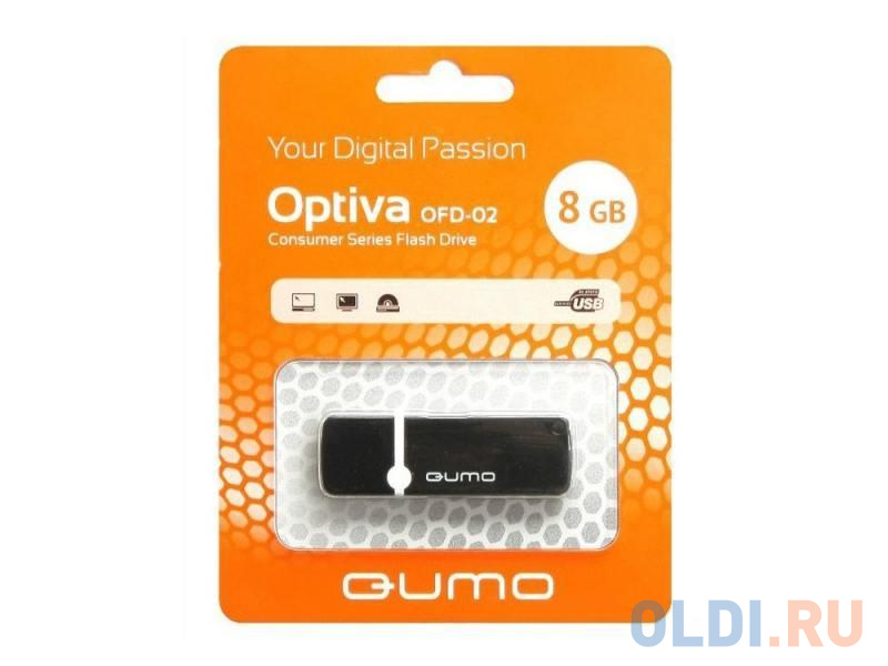 Флешка USB 8Gb QUMO Optiva 02 USB2.0 черный QM8GUD-OP2-black - фото 3
