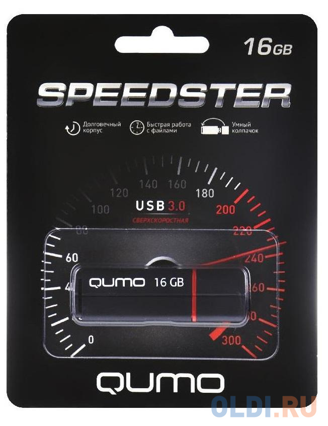 Флешка USB 16Gb QUMO 16GB Speedster черный QM16GUD3-SP-black