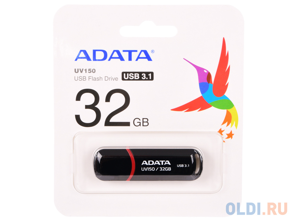Внешний накопитель 32GB USB Drive ADATA USB 3.1 UV150 черная 90/20 МБ/с AUV150-32G-RBK - фото 2