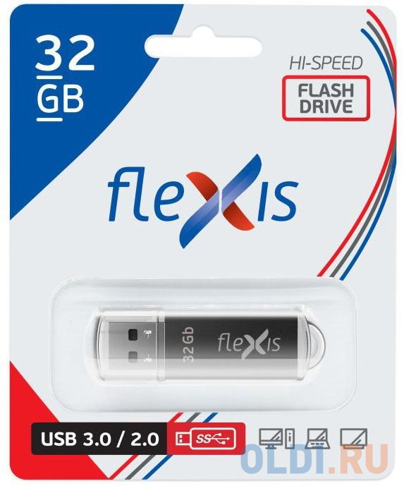 Флэш-драйв Flexis RB-108 3.0, 32 Гб, USB 3.1 gen.1, чёрный фото