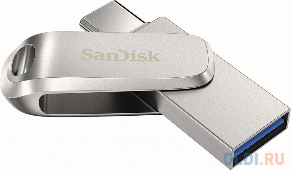 Флешка 256Gb SanDisk Ultra Dual Drive Luxe USB 3.1 USB Type-C серебристый SDDDC4-256G-G46, размер 44x12x9 мм - фото 2