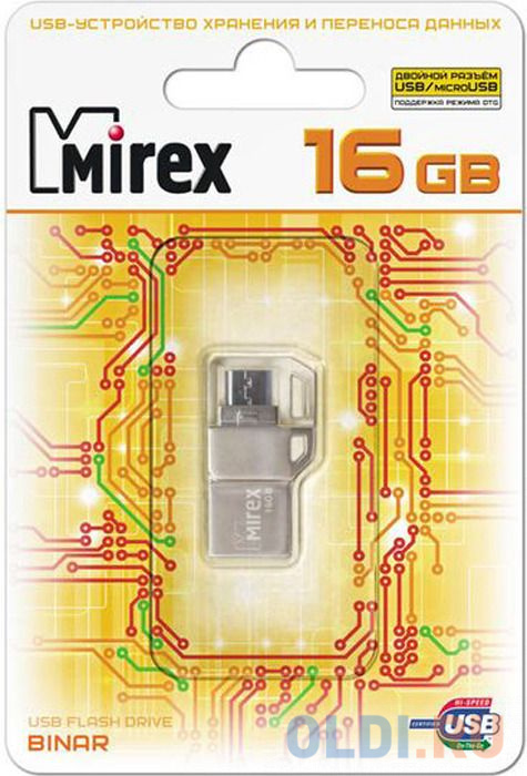 

Флешка 16Gb Mirex Binar microUSB USB 2.0 серебристый 13600-ITRBIN16