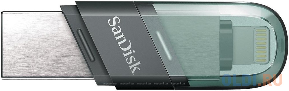 Флешка 128Gb SanDisk SDIX90N-128G-GN6NE USB 3.1 Lightning зеленый серебристый флешка 512gb acer up300 512g gr usb 3 0 зеленый