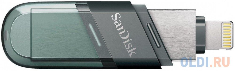 Флеш Диск Sandisk 64Gb iXpand Flip SDIX90N-064G-GN6NN USB3.1 зеленый/серебристый флеш диск netac u782c 64gb nt03u782c 064g 30pn usb3 0 typec металлическая
