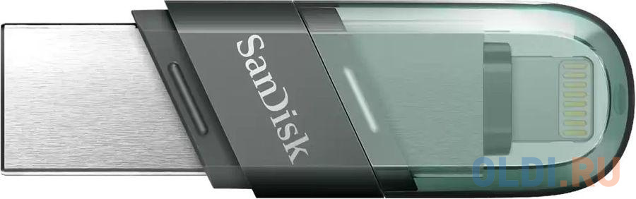 Флешка 32Gb SanDisk SDIX90N-032G-GN6NN USB 3.1 Lightning зеленый серебристый, размер 65.4 x 15.2 x 8.7 мм - фото 1