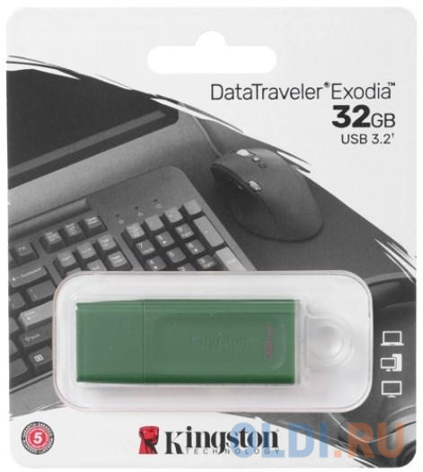Флэш-драйв Kingston DataTraveler Exodia, 32 Гб, USB 3.2 gen.1, зелёный, цвет зеленый, размер ДхШхВ 67,3х21,4х10,1 мм - фото 1