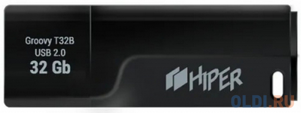 Флэш-драйв 32GB USB 2.0, Groovy T,пластик, цвет черный, Hiper флэш драйв 64gb usb 2 0 groovy u сплав цинка титан hiper