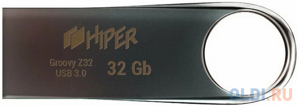 Флэш-драйв 32GB USB 3.0, Groovy Z,сплав цинка, цвет титан, Hiper