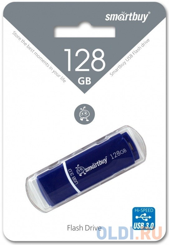 

Флеш-диск 128 GB, SMARTBUY Crown, USB 3.0, синий, SB128GBCRW-Bl