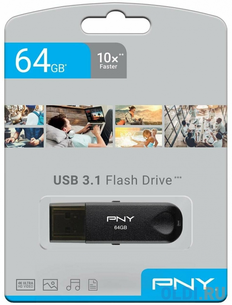 

PNY 64GB ATTCLA USB 3.0 BLKTRNBLK, Черный