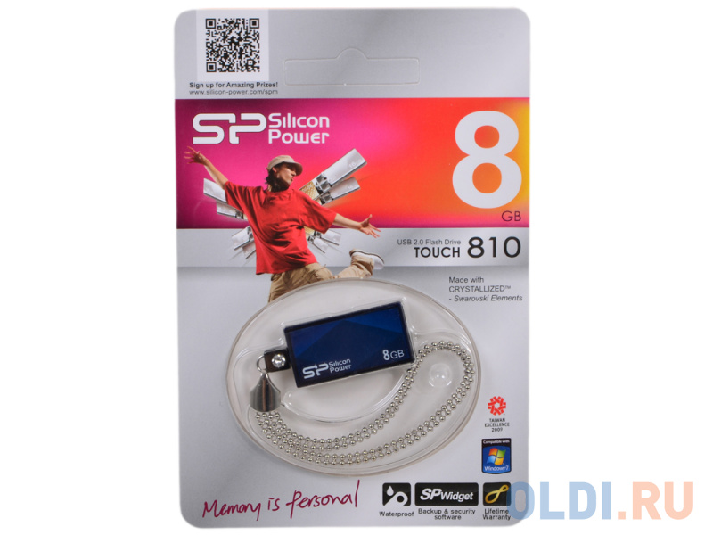 

Внешний накопитель 8GB USB Drive <USB 2.0 Silicon Power Touch 810 Blue (SP008GBUF2810V1B)