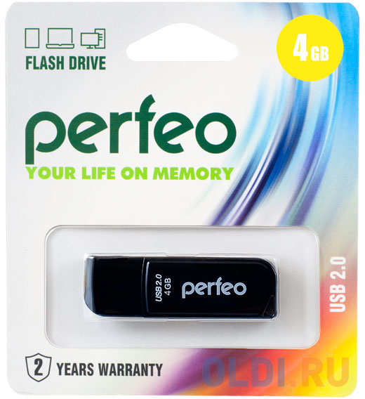 Perfeo USB Drive 4GB C10 Black PF-C10B004 - фото 1