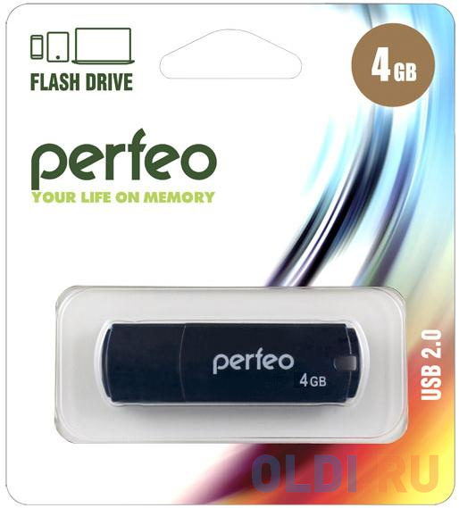 Perfeo USB Drive 4GB C05 Black PF-C05B004, цвет черный, размер 59х18х8,4 мм - фото 2