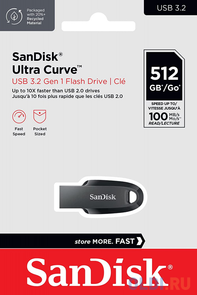 Флеш накопитель 512GB SanDisk CZ550 Ultra Curve, USB 3.2 Black фото