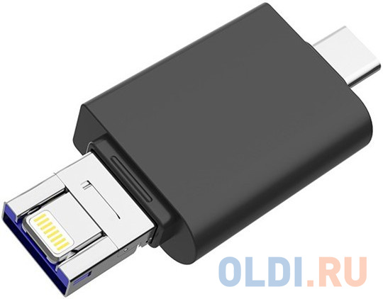 Флешка 256Gb DM APD005-3 IN 1 256GB USB 2.0 Lightning USB Type-C серый фото