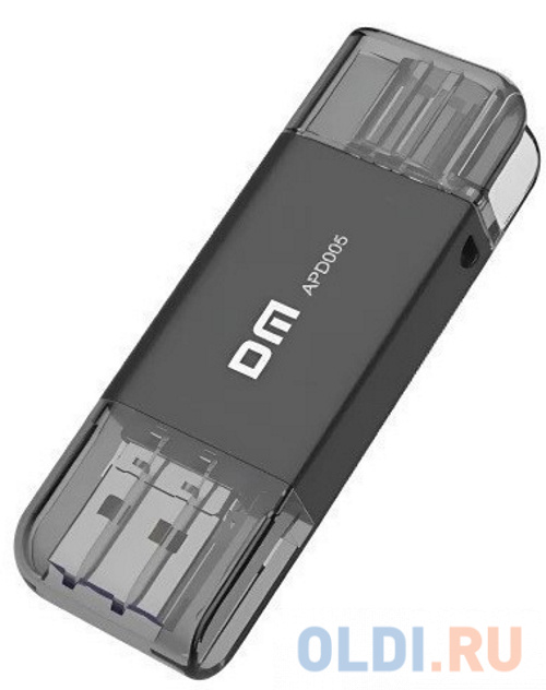Флешка 128Gb DM APD005 USB 2.0 Lightning USB Type-C черный, размер 70х22х9 мм
