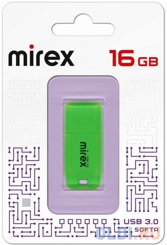 Флеш накопитель 16GB Mirex Softa, USB 3.0, Зеленый