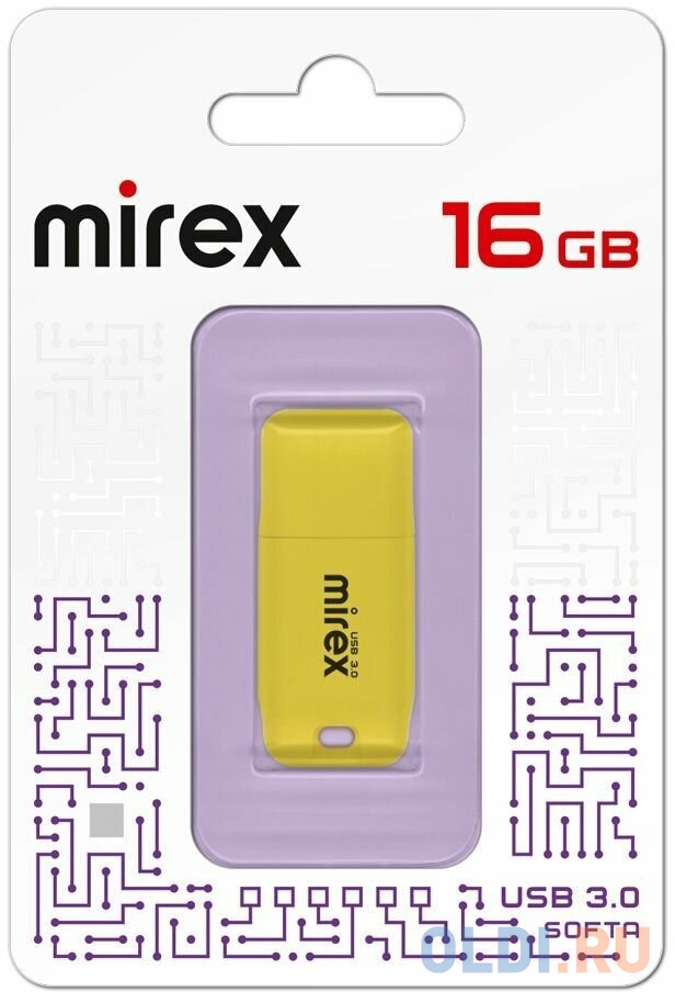 Флеш накопитель 16GB Mirex Softa, USB 3.0, Желтый