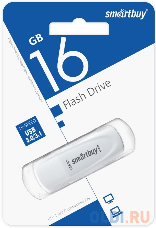 

Smartbuy USB Drive 16Gb Scout White [SB016GB3SCW], Белый