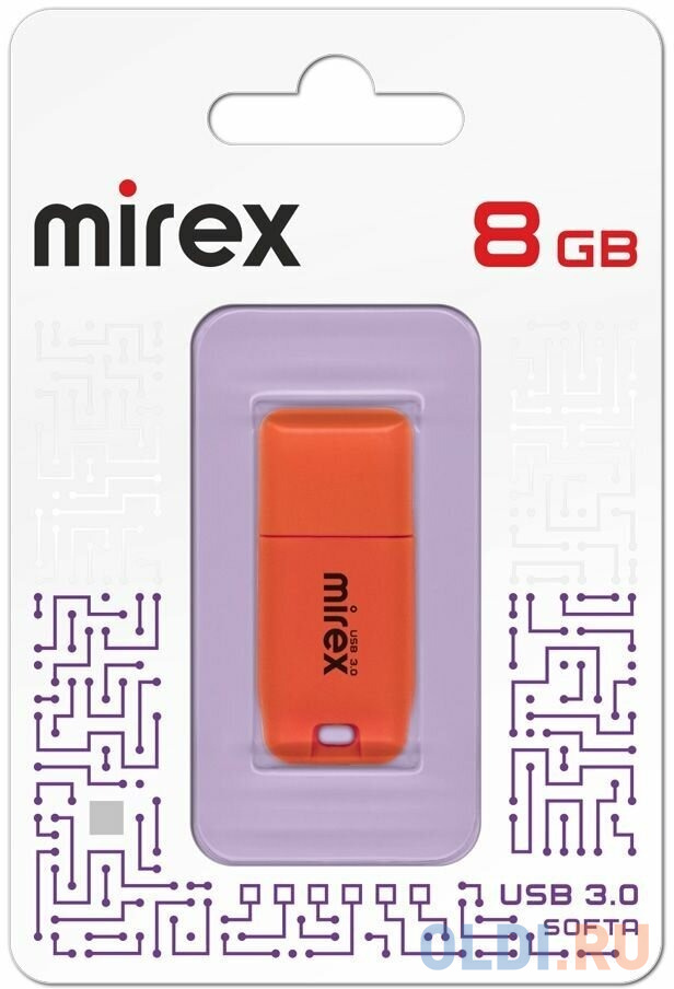 Флеш накопитель 8GB Mirex Softa, USB 3.0, Оранжевый