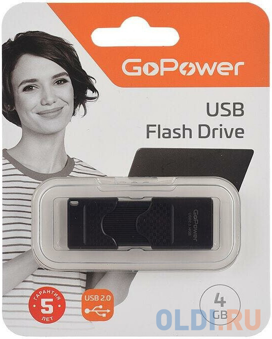 

Флеш-накопитель GoPower SLIDER 4GB USB2.0 пластик черный матовый (1/50/1000)