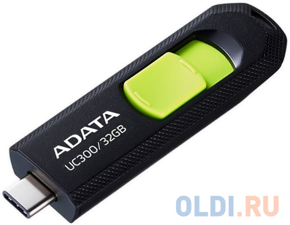 Флеш Диск A-Data 32Gb Type-C UC300 ACHO-UC300-32G-RBK/GN USB3.2 черный/зеленый