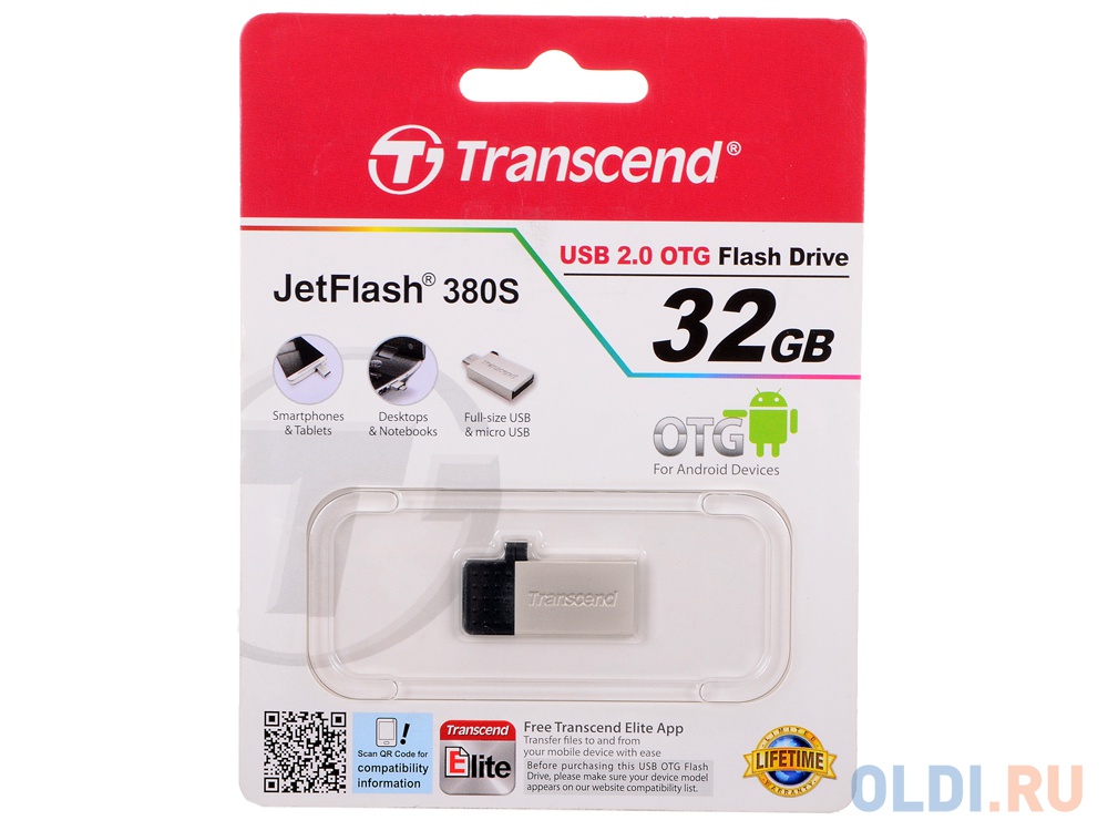 Внешний накопитель 32GB USB Drive <USB 2.0 Transcend 380S (TS32GJF380S) флешка usb 32gb transcend jetflash 890 ts32gjf890s серебристый