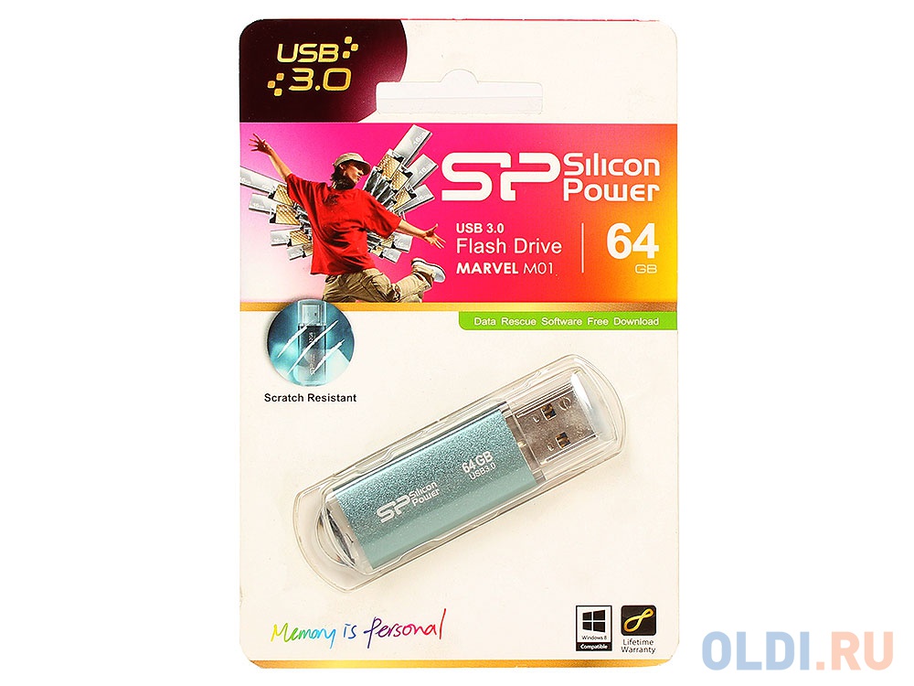 Внешний накопитель 64GB USB Drive <USB 3.0 Silicon Power Marvel M01 Blue (SP064GBUF3M01V1B)