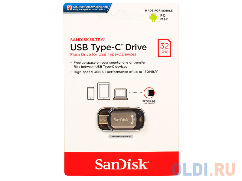 

Внешний накопитель 32GB USB Drive <USB 3.0 SanDisk Type C (SDCZ450-032G-G46)