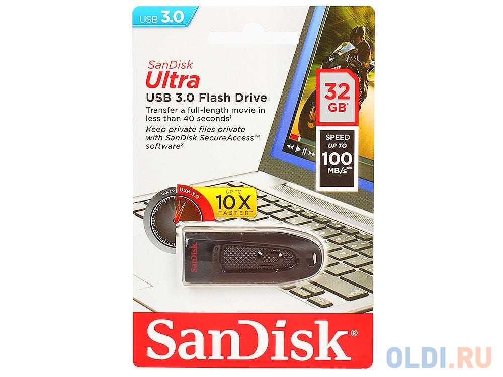 Внешний накопитель 32GB USB Drive <USB 3.0 SanDisk Ultra (SDCZ48-032G-U46) внешний накопитель 128gb usb drive usb 2 0 sandisk blade sdcz50 128g b35