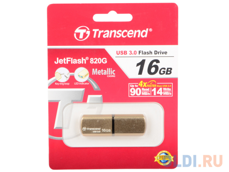 

Флешка USB 16Gb Transcend Jetflash 820G USB3.0 TS16GJF820G золотистый