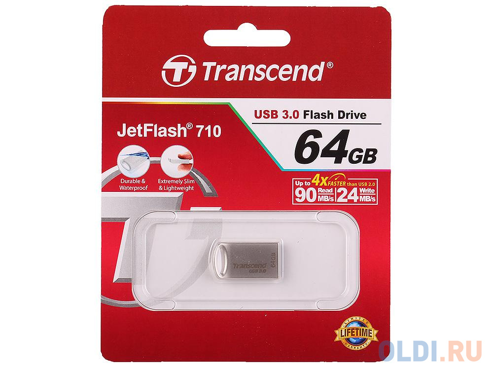 Внешний накопитель 64GB USB Drive <USB 3.0 Transcend 710 (TS64GJF710S) флешка 256gb transcend jetflash 790 usb 3 0 синий ts256gjf790k