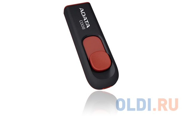 Внешний накопитель 8GB USB Drive ADATA USB 2.0 C008 черно-красная выдвижная AC008-8G-RKD
