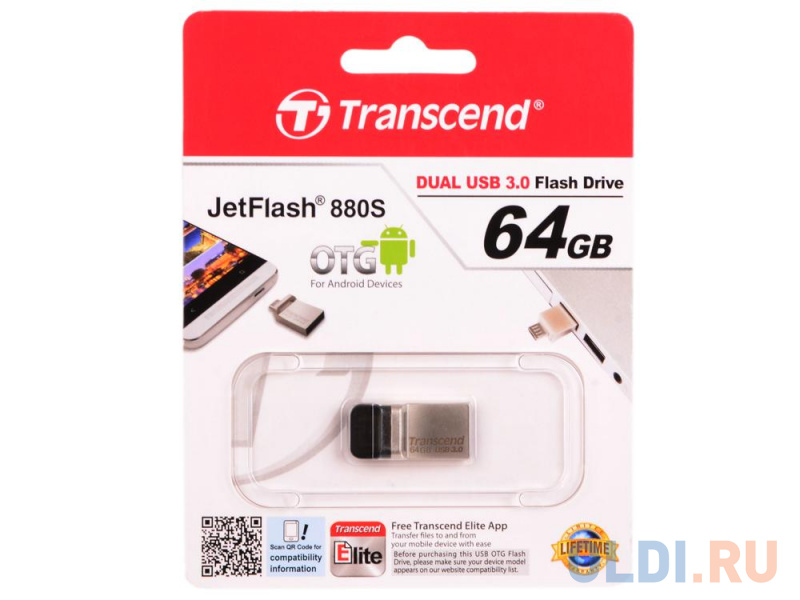 

Флешка USB 64Gb Transcend JetFlash 880 TS64GJF880S серебристый