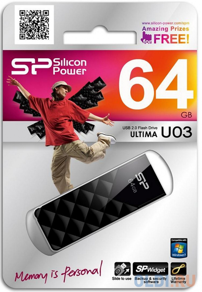Флешка USB 64GB Silicon Power Ultima U03 SP064GBUF2U03V1K черный флешка usb 32gb silicon power ultima u06 sp032gbuf2u06v1p peach red розовый